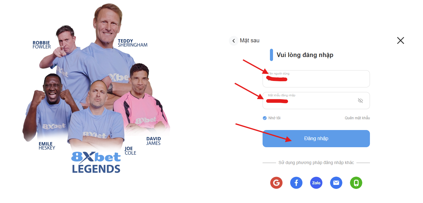 Xác nhận đăng nhập tài khoản 8XBET